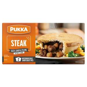 Pukka Steak Microwaveable Shortcrust Pies (Frozen) x2 388g £1.50 Instore @ Sainsburys Derby