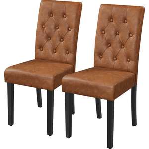 Yaheetech Set of 2 Modern Dining Chairs Kitchen Chairs Faux Leather with Solid Wood Legs with voucher,Sold & Dispatched by Yaheetech UK