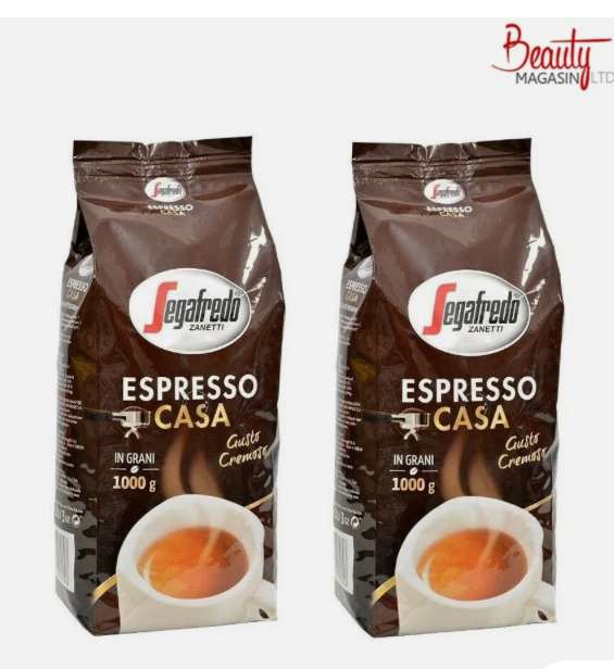 2x1kg Segafredo Casa coffee beans (Pack Of 2) with 20% off code sold by Beautymagasin UK Mainland