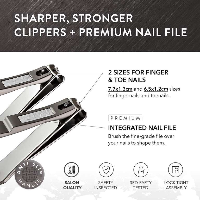 Nail Clippers for Men & Women - 2 Pack - Zinc Alloy Nail Clipper Set - £5.99 Sold by Eclat Skincare, Fulfilled By Amazon