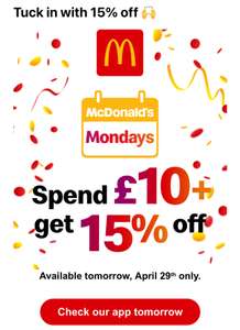 Spend £10+ and get 15% off through app