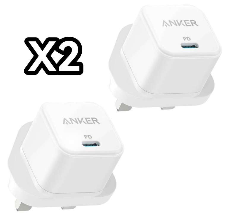 2 x Anker 20W USB C Wall Charger Fast Charging PowerIQ with code (Certified Refurb) (£4.71 Per Charger) Sold By Anker Refurbished Shop