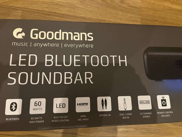Goodmans Soundbar LED Bluetooth ARC £59 @ B&M Oldbury