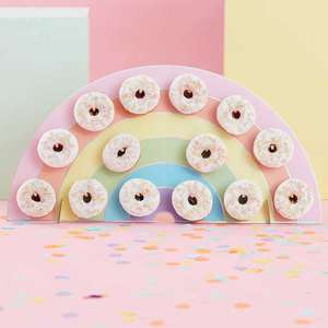 Ginger Ray Rainbow Kids Party Donut/Doughnut Wall Alternative Birthday Cake Stand Hold 14 - £6.50 @ Amazon