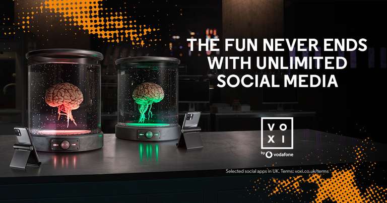 Voxi Unlimited social, music, Video, calls and text - 150GB data - first month free Via Unidays - monthly rolling plan