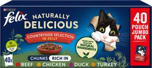 Felix Naturally Delicious Countryside Selection in Jelly Wet Cat Food, 40x80 g £14.49 (Subscribe & Save £13.77) @ Amazon