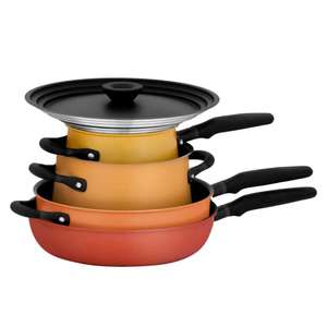 Meyer Accent Spark Induction Hob Pan Set - 6 Piece Stackable Pots and Pans Set with Universal Lids & Anti Spill Shape - £103.50 @ Amazon