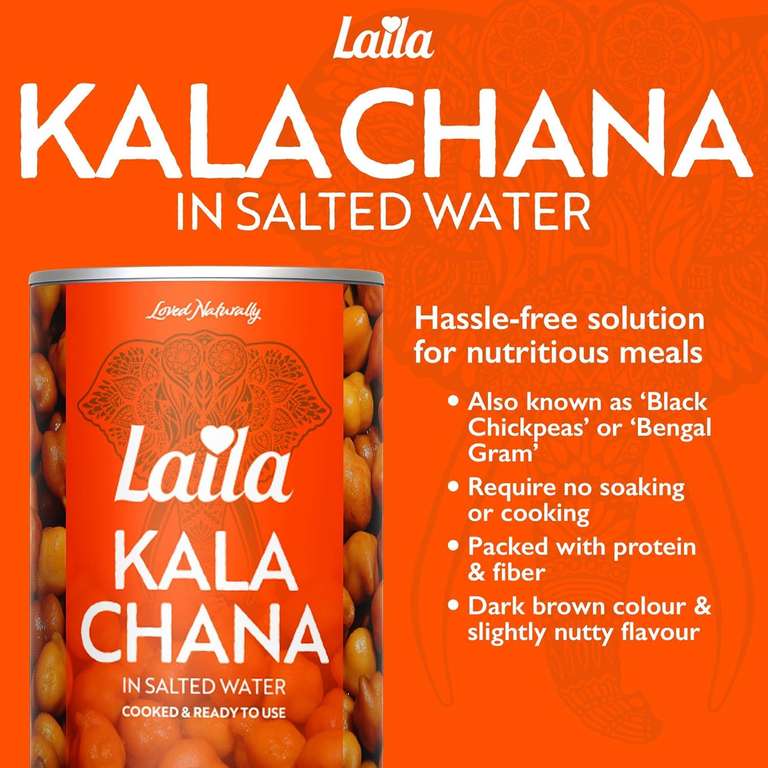 Eat At Ralph Laila Kala Chana in Salted Water 400g Pre-Cooked Black Chickpeas Tinned ...