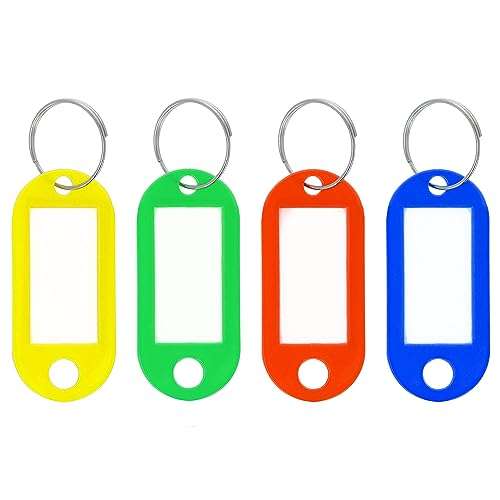 Westcott Key Tags 4 Pieces | 4 Pack of Robust Tags for Labelling Keys with Exchangeable Labels | with Metal Ring and in Four Colours