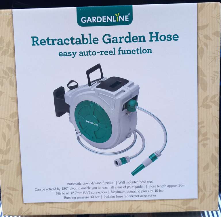 Gardenline Retractable Hose 20m 39.99 @ Aldi Instore Rustington