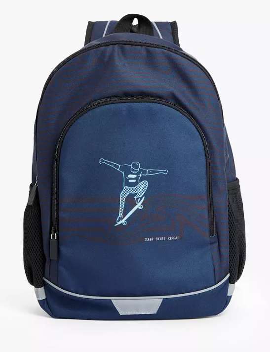 John Lewis Kids' Sleep Skate Repeat Backpack, Blue. Clearance - £2.50 C&C