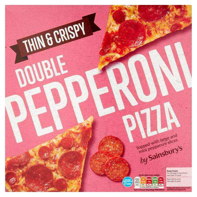 Sainsbury's Frozen Thin/Crispy Pizzas - Pepperoni/Hawaiian/Cheese