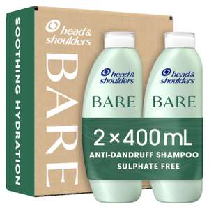 Head & Shoulders Anti dandruff Shampoo, Soothing Hydration Sulphate Free, For Dry Itchy Flaky Scalp, Minimal Ingredients - 2 x 400ml Bottles
