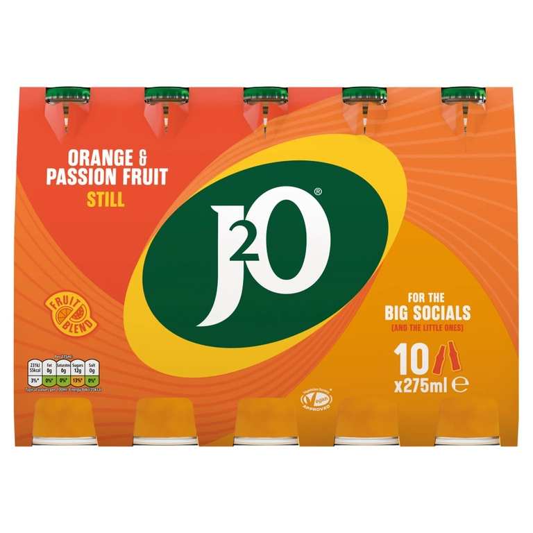 J2O Orange & Passion Fruit Blend 10x275ml - Welcome offer via app