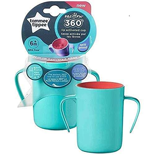 Tommee Tippee Easi-Flow 360 Lip Activated Trainer Cup with Handles, 6m+, BPA-Free, Green £3 @ Amazon