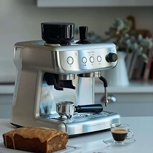 Breville Barista Max Espresso Machine, Latte & Cappuccino Coffee Maker has Integrated Bean Grinder & Steam Wand, 2.8L Water Tank - w/voucher