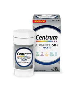 Centrum Advance Multivitamin Tablets for 50+ with 24 Essential Nutrients, including Vitamin C, D, & Zinc, 100 ct - £6.33 / £5.66 S&S