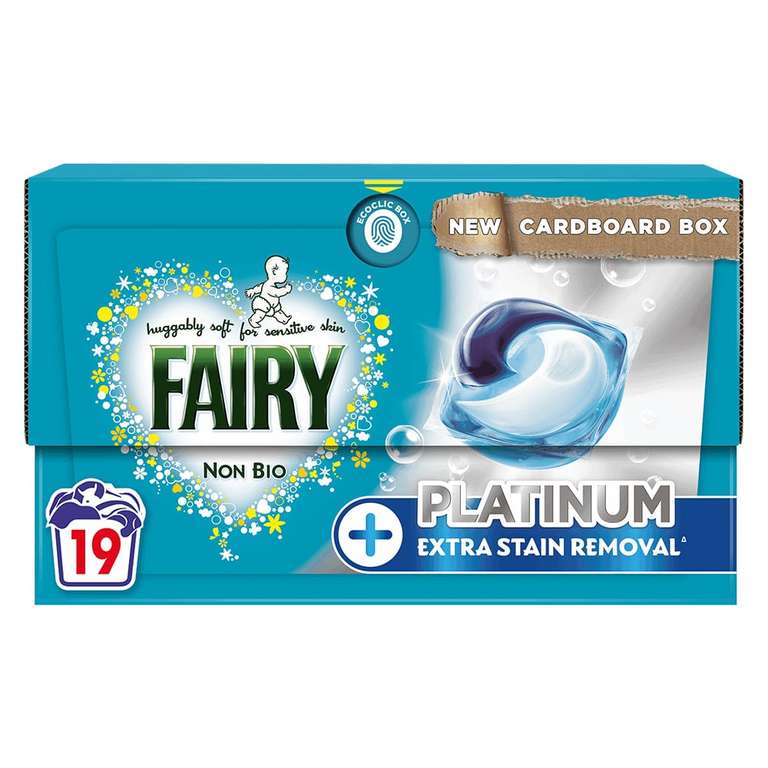 Fairy Platinum Non Bio Pods Washing Liquid Capsules 19 Washes - Longridge