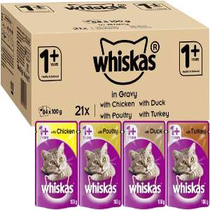 84 pouches Whiskas cat food in gravy £21.88 / £14.22 subscribe and save at Amazon