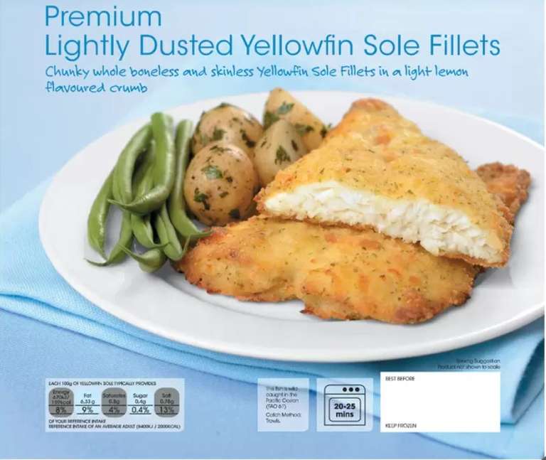 Lakeland Lightly Dusted Yellowfin Sole Fillets, 1.2kg Instore only
