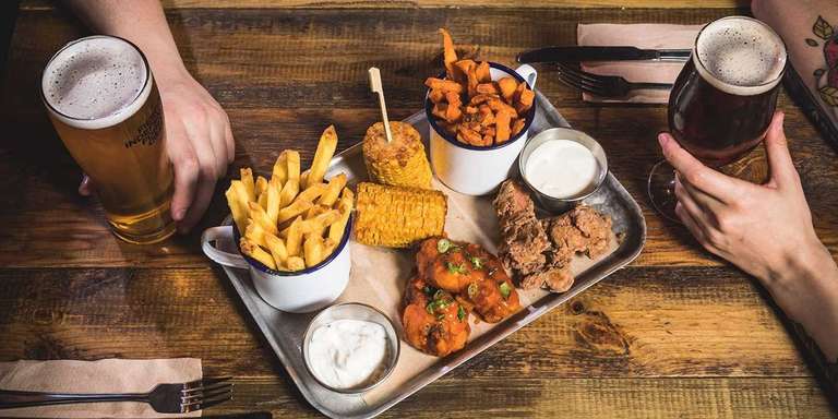 BrewDog The Feast or Plant Stack sharing platter for two + a pint of headliner beer each e.g. Elvis Juice, Black Heart (45 locations)