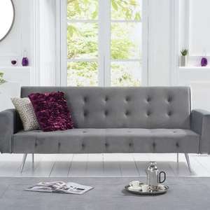 Vanessa Sofa Bed in Grey Velvet £399 @ Oak Furniture Superstore