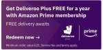Deliveroo Plus free (£25 Min spend for Orders) with Amazon Prime