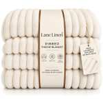 LANE LINEN Fleece Throw Blanket Warm White or Mineral Grey 127 x 152 (Beige or Blue £6.99) Sold By Homespun Global LLC / FBA