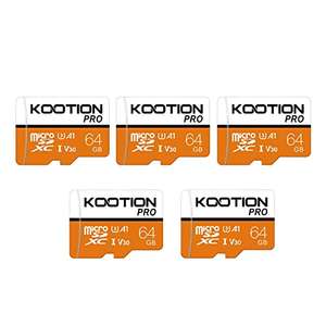 KOOTION 64GB 5-Pack Micro SD Card, 4K Camera Pro, UHD Video for GoPro etc R/W up to 90/35MB/s £16.99 with Prime Sold by KOOTION MEMORY