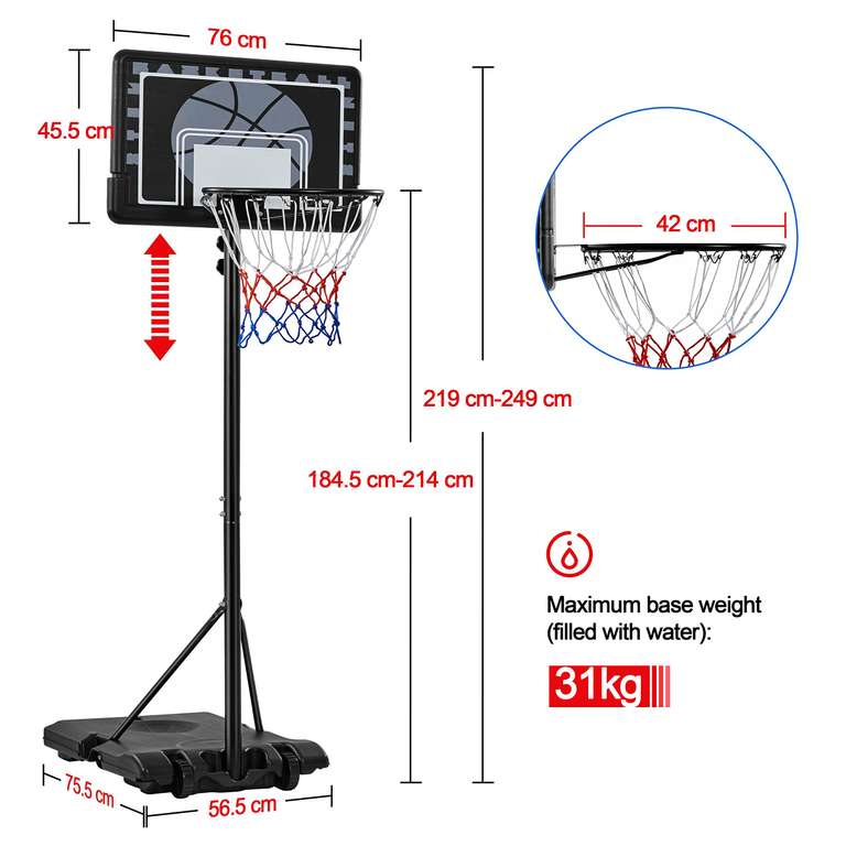 Yaheetech Outdoor Adjustable Basketball Stand - Sold by Yaheetech UK