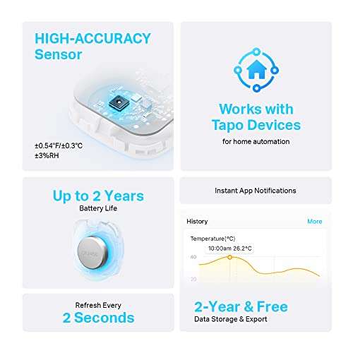 TP-Link Tapo Smart Temperature & Humidity Monitor T310 - Tapo Hub Required sold separately - £13.99 @ Amazon