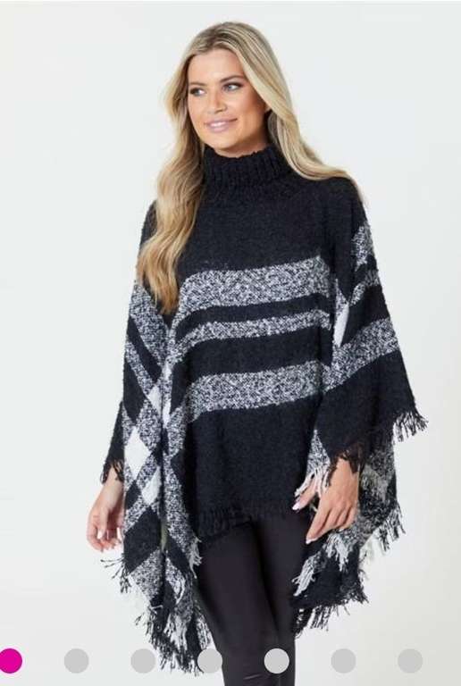 Check Poncho in either black or camal one size. With code
