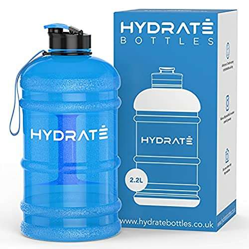 HYDRATE XL Jug 2.2 Litre Water Bottle - BPA Free, Flip Cap, Ideal for Gym - in blue for £11.19 delivered @ Amazon / Hydrate Bottles Shop