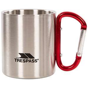 Trespass Bruski, Silver, Double Walled Aluminium Carabiner Camping Cup 230ml, Grey