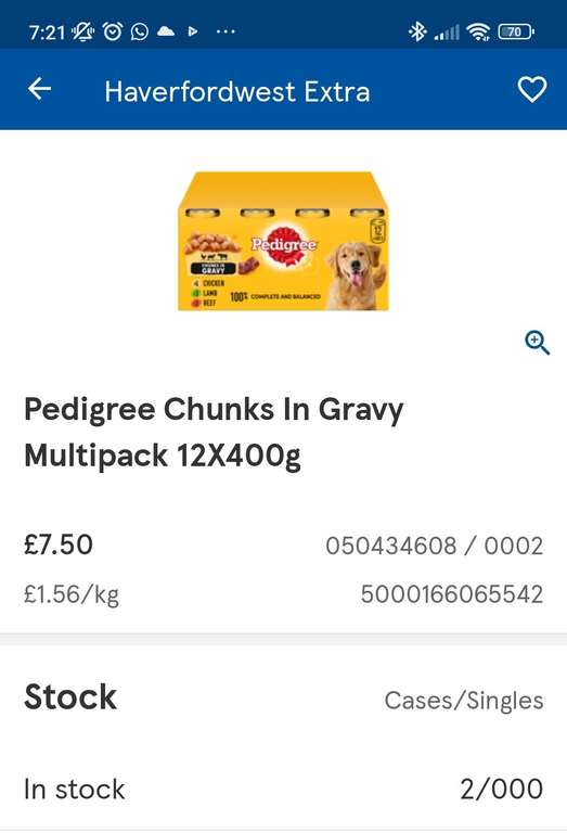 Pedigree Chunks in Gravy Multipack 12x400g pack £7.50 in Tesco