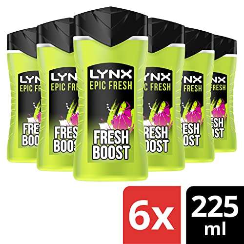 Lynx Epic Fresh 12 hours of freshness Shower Gel bodywash with a grapefruit & tropical pineapple scent 225 ml pack of 6 for £6 @ Amazon