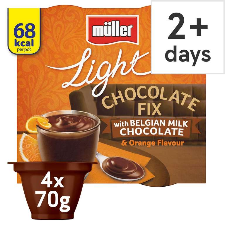 Muller light chocolate fix 4 x 70g desserts (Clubcard Price) W/code (Instore + Online)