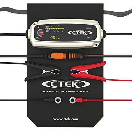 CTEK MXS 5.0 Battery Charger with Automatic Temperature Compensation, Black With Voucher