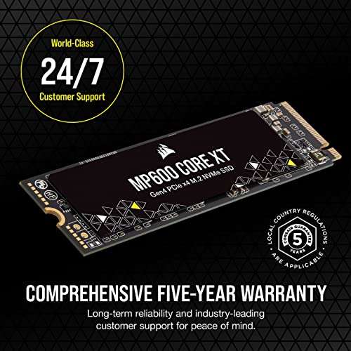 Corsair MP600 CORE XT 4TB M.2 PCIe Gen4 NVMe SSD – Up to 5000MB/s – QLC NAND – M.2 2280 (PS5 Compatible) - ADMI Limited UK