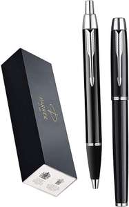 Luxury Gift Set Black with Chrome Trim Finish IM Ballpoint and IM Rollerball Medium Nib Black Ink Pens by Parker - £26.13 @ Amazon