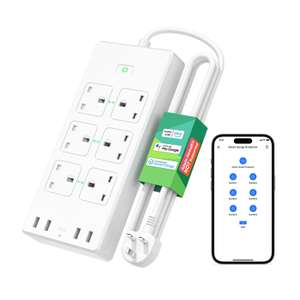 Meross Smart Power Strip, 6 Gang Outlets and 4 USB Ports, alexa compatible, Compatible with Google Home, SmartThings