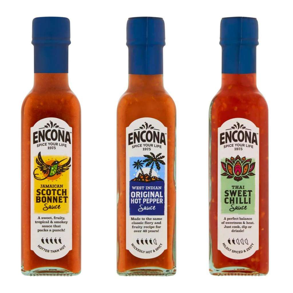 Encona Sauces 220ml at Tesco: Scotch Bonnet, Original Hot Pepper, Thai ...