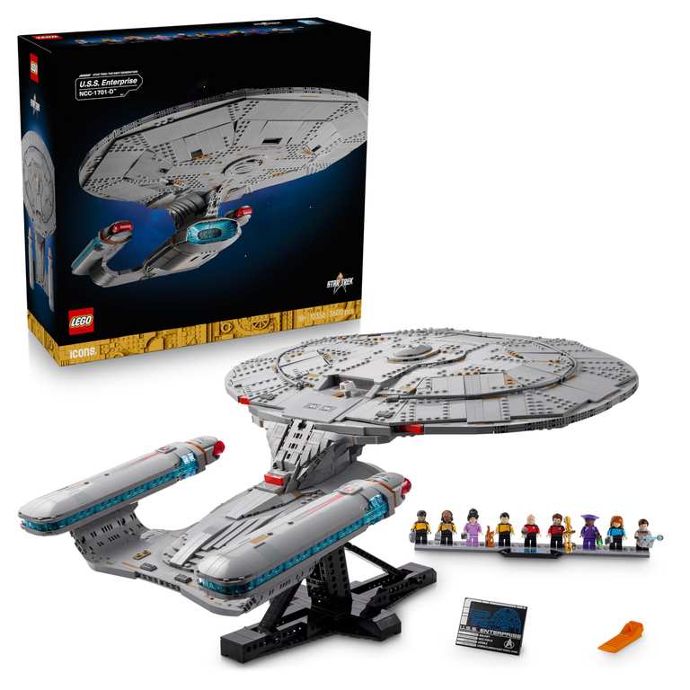 LEGO Icons Star Trek: U.S.S. Enterprise NCC-1701-D, 2 Shuttle Pods, Separation Function With 9 Minifigures 10356