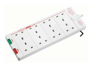 8 Socket White Extension Lead With Surge Protection - 2m free C&C only