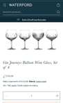 Waterford Crystal Gin Journeys Balloon Wine Glass x 4 - 83.96 at Costco Croydon