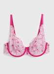 Pink Two Tone Floral Underwired Bra With Free Click & Collect