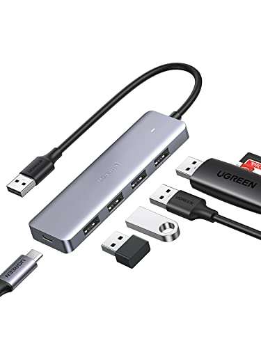 UGREEN USB Hub 3.0, Ultra Slim 4 Port USB 3 Hub with 5Gbps Data Transfer, 5V/2.4A Power Supply Port - £10.48 @ Sold by UGREEN FBA