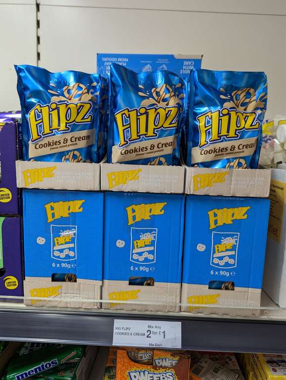 Flipz Cookies and Cream Flavour Coated Pretzels 2 for £1 instore @ Farmfoods (Ilford)