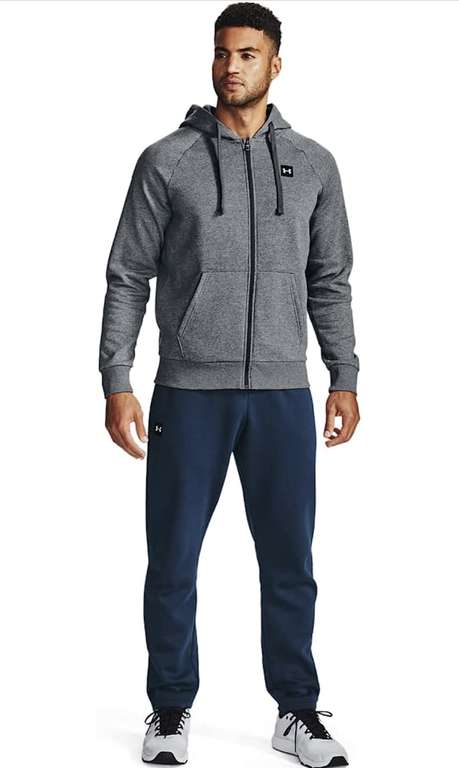 Under Armour Men Rival Fitted Full Zip, Breathable, Comfortable Zip Hoodie with Tight Fit (XS - XXL) - Grey