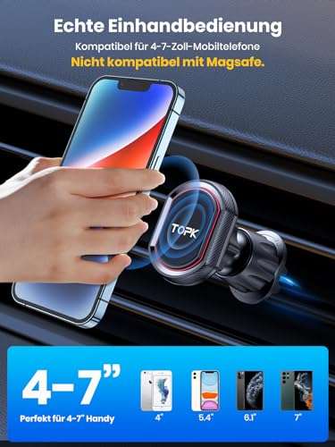TOPK Car Phone Holder, Magnetic Phone Car Mount, Phone Holder for Cars Air Vent, Upgrade Hook Clip, Prime price sold by TOPK direct FBA